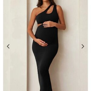 Elegant Black One Shoulder Maternity Dress